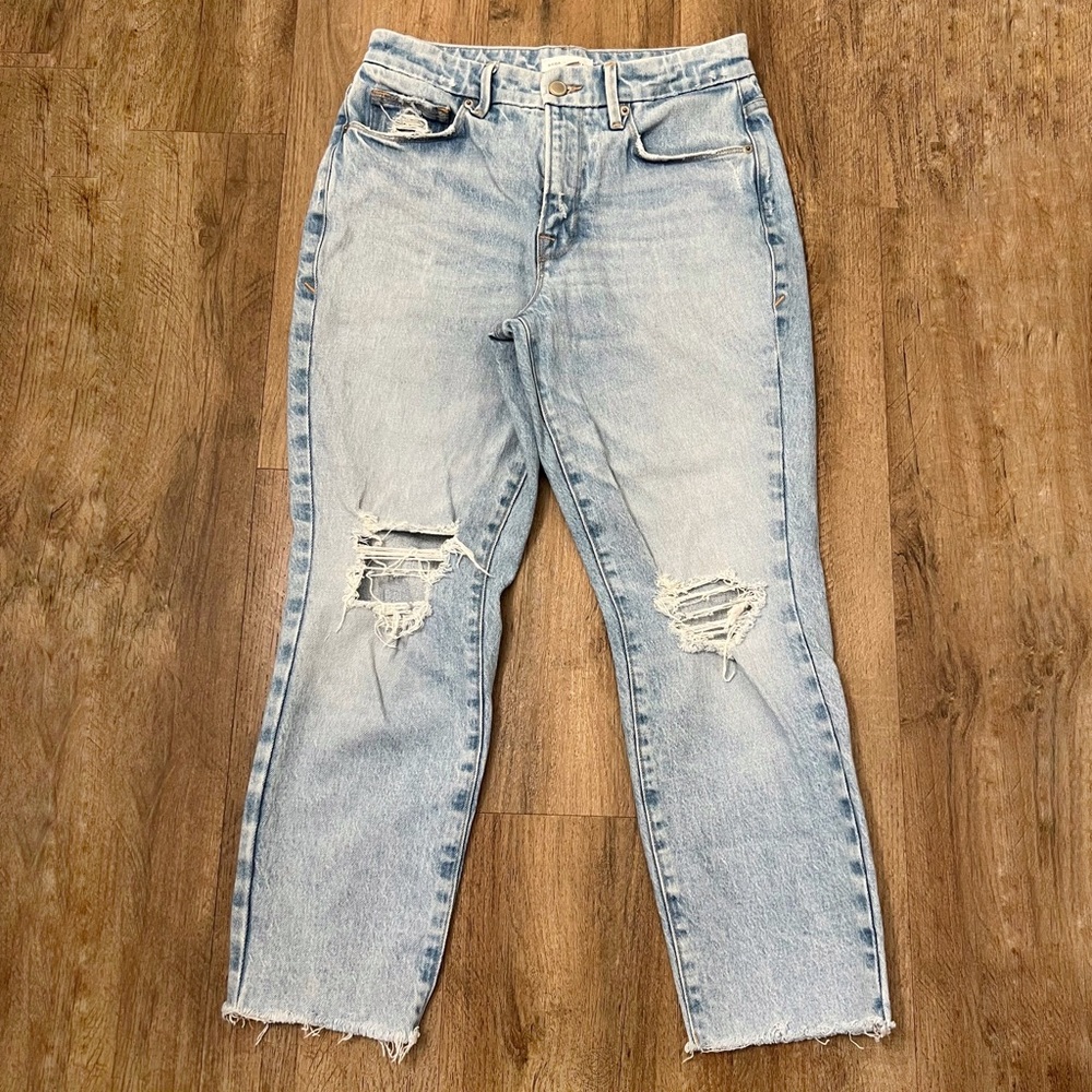 GOOD AMERICAN Good Girlfriend Distressed Jeans‎ In Blue 637 - Picture 3 of 11